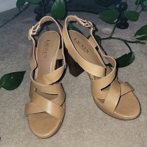 Ralph Lauren Nude Block Heel Sandals